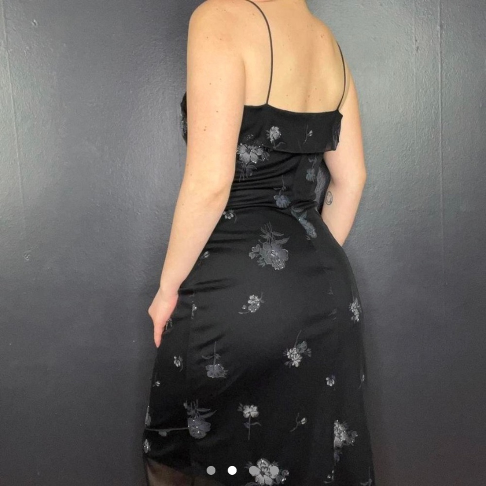 Fairycore Floral Glitter Goth Sheer Dress 90s / Y2k View 4